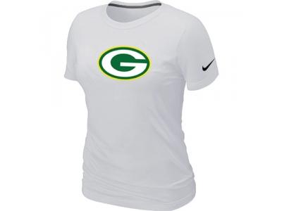 Women Green Bay Packers White Logo T-Shirt