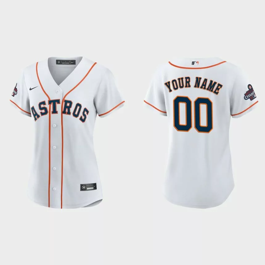 Women Houston Astros Custom White 2022 World Series Champions Replica Jersey