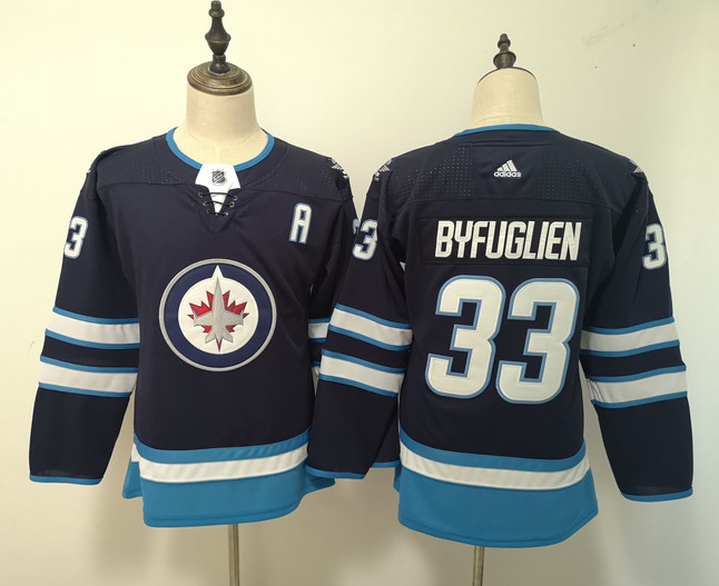 Women Jets 33 Dustin Byfuglien Navy Women Adidas Jersey