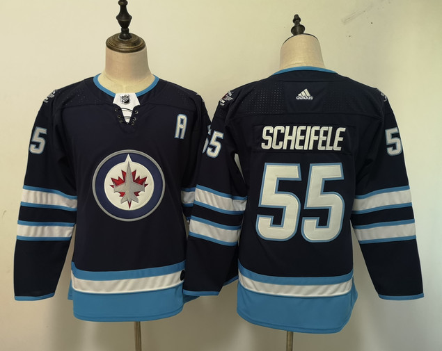 Women Jets 55 Mark Scheifele Navy Women Adidas Jersey