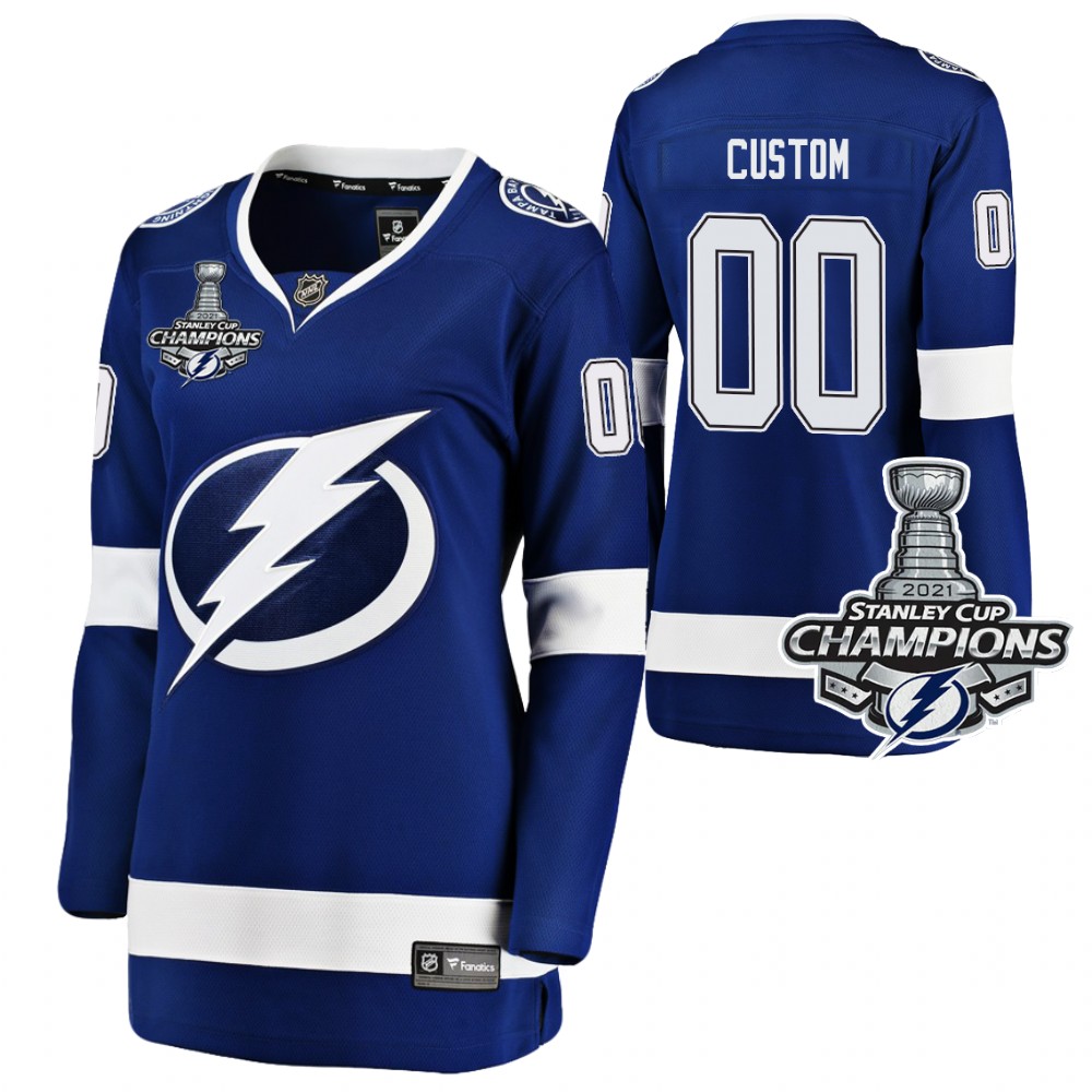 Women Lightning 2021 Stanley Cup Champions Custom Blue Jersey