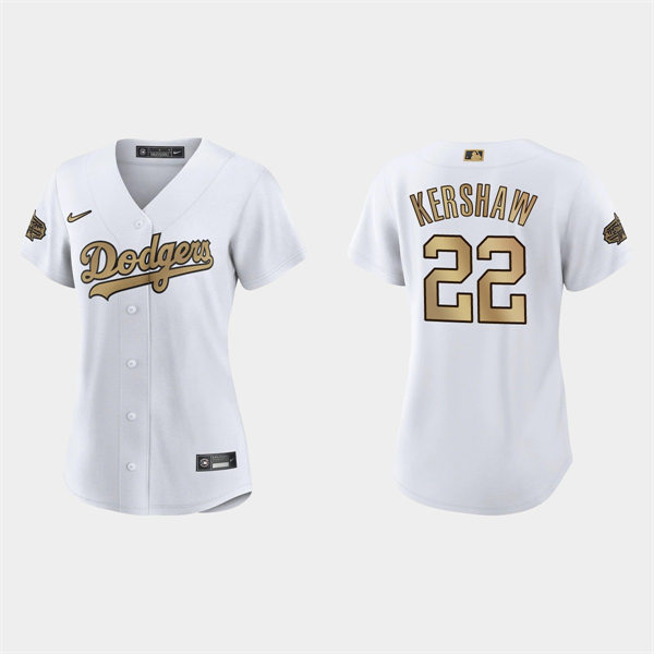 Women Los Angeles Dodgers #22 Clayton Kershaw White 2022 MLB All-Star Game Jersey
