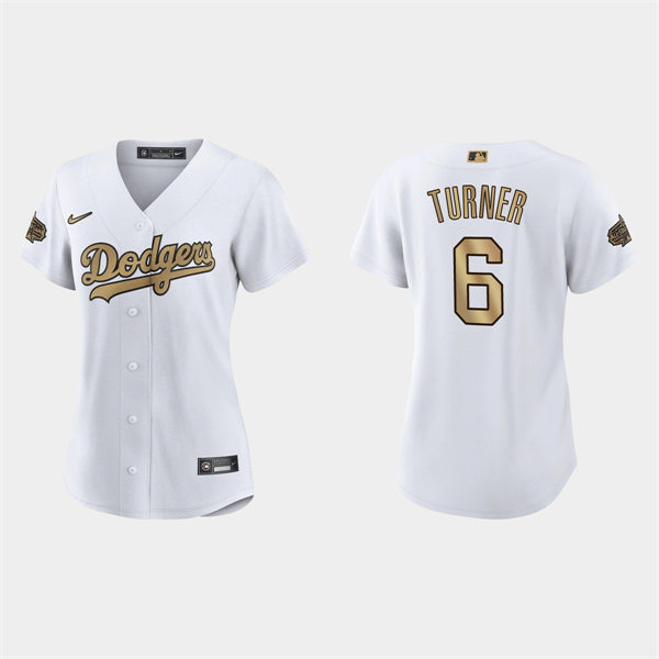 Women Los Angeles Dodgers #6 Trea Turner White 2022 MLB All-Star Game Jersey