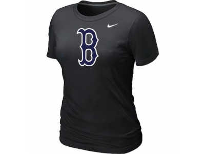 Women MLB Boston Red Sox Heathered NEW Black Blended T-Shirt
