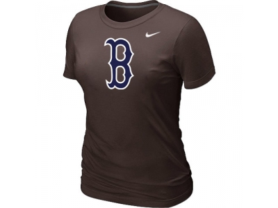 Women MLB Boston Red Sox Heathered NEW Brown Blended T-Shirt