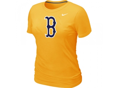 Women MLB Boston Red Sox Heathered NEW Yellow Blended T-Shirt