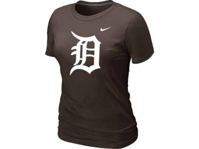 Women MLB Detroit Tigers Heathered Brown NEW Blended T-Shirt