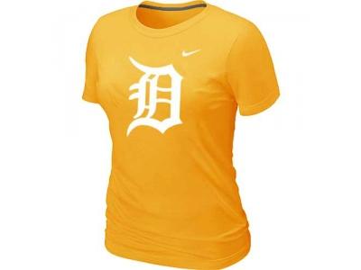 Women MLB Detroit Tigers Heathered Yellow NEW Blended T-Shirt