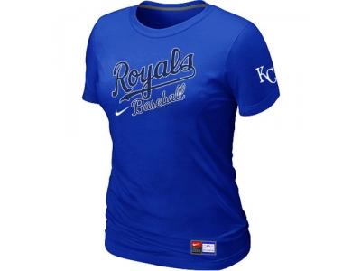 Women MLB Kansas City Royals Blue NEW Short Sleeve Practice T-Shirt