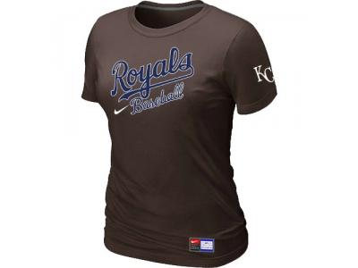Women MLB Kansas City Royals Brown NEW Short Sleeve Practice T-Shirt