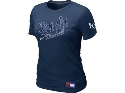 Women MLB Kansas City Royals D.Blue NEW Short Sleeve Practice T-Shirt