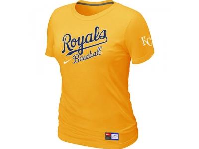Women MLB Kansas City Royals Yellow NEW Short Sleeve Practice T-Shirt