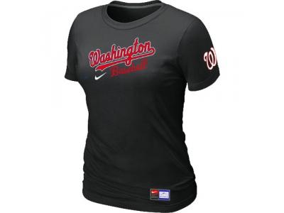 Women MLB Washington Nationals Black NEW Short Sleeve Practice T-Shirt