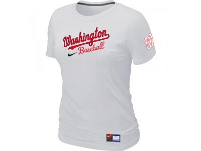 Women MLB Washington Nationals White NEW Short Sleeve Practice T-Shirt
