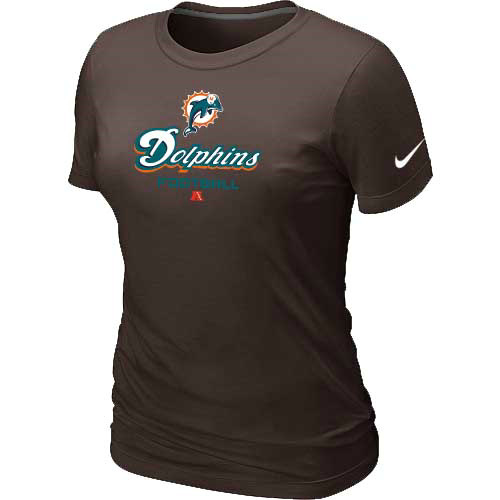 Women Miami Dolphins Brown  T-Shirt
