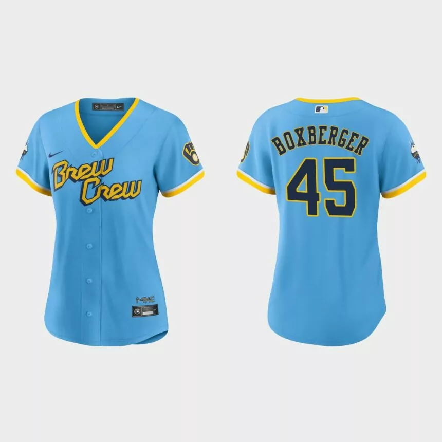 Women Milwaukee Brewers Brad Boxberger Powder Blue 2022 City Connect Replica Jersey