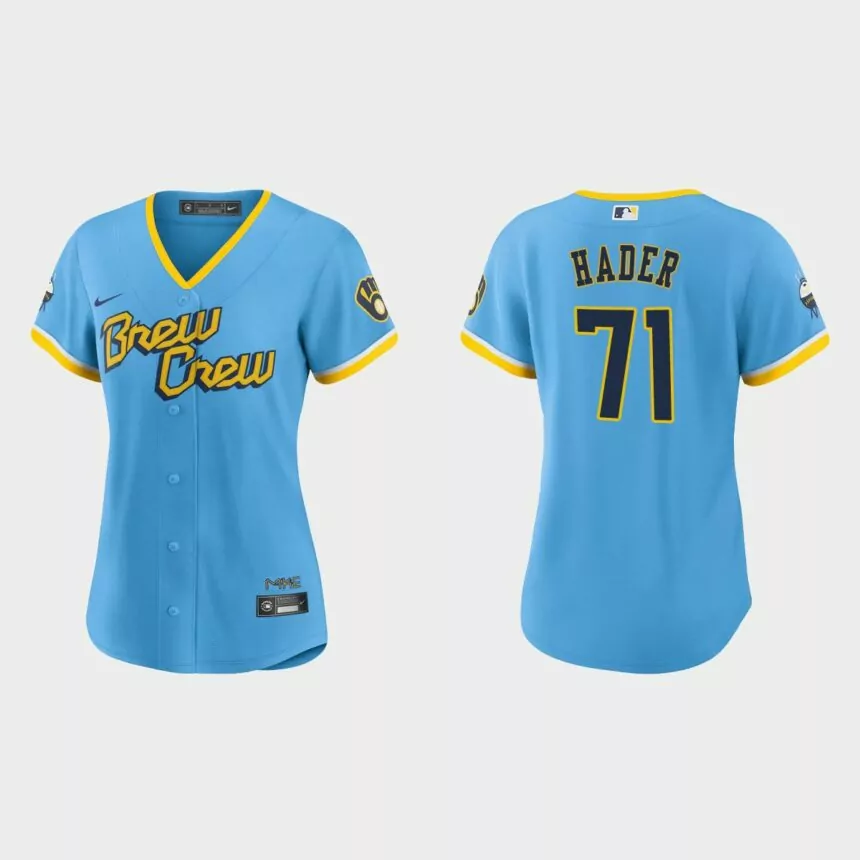 Women Milwaukee Brewers Josh Hader Powder Blue 2022 City Connect Replica Jersey