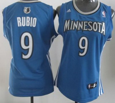 Women Minnesota Timberwolves 9 Ricky Rubio Blue Swingman NBA Jerseys
