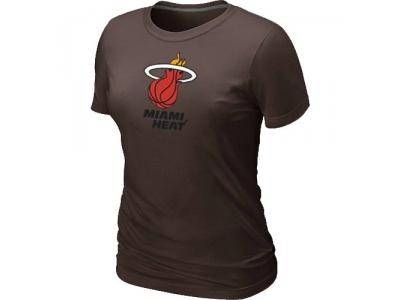 Women NBA Miami Heat Big & Tall Primary Logo Brown T-Shirt