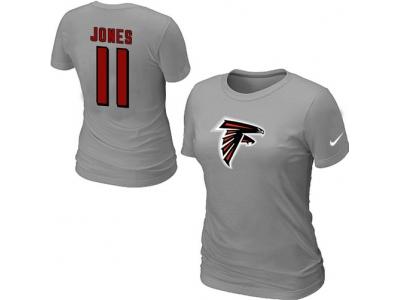 Women NEW Atlanta Falcons #11 Jones Name & Number T-Shirt grey