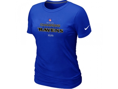 Women NEW Baltimore Ravens 2012 AFC Conference Champions Trophy Collection Long Blue T-Shirt