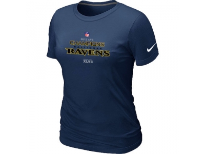 Women NEW Baltimore Ravens 2012 AFC Conference Champions Trophy Collection Long D.Blue T-Shirt