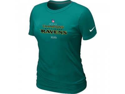 Women NEW Baltimore Ravens 2012 AFC Conference Champions Trophy Collection Long L.Green T-Shirt