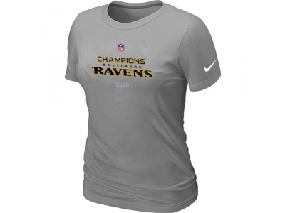Women NEW Baltimore Ravens 2012 AFC Conference Champions Trophy Collection Long L.Grey T-Shirt