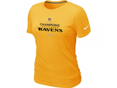 Women NEW Baltimore Ravens 2012 AFC Conference Champions Trophy Collection Long Yellow T-Shirt