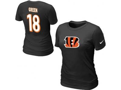Women NEW Cincinnati Bengals #18 A.J. Green Name & Number T-Shirt Black