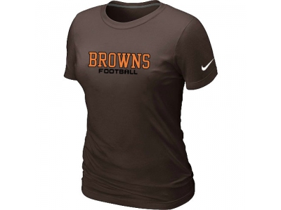 Women NEW Cleveland Browns Sideline Legend Authentic Font T-Shirt Brown