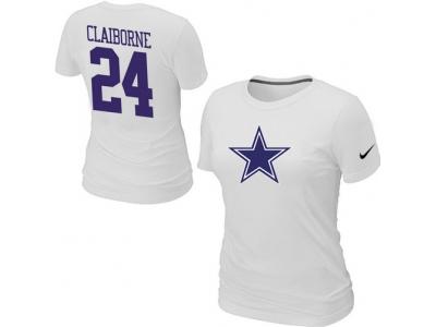 Women NEW Dallas Cowboys #24 CLAIBORNE Name & Number T-Shirt White