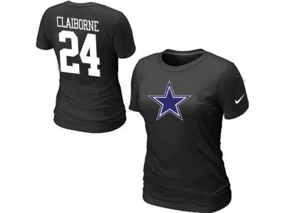 Women NEW Dallas Cowboys #24 CLAIBORNE Name & Number T-Shirt black