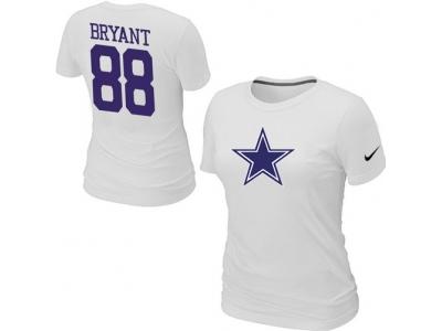 Women NEW Dallas Cowboys #88 BRYANT Name & Number T-Shirt White