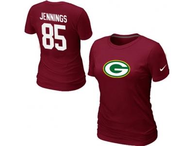 Women NEW Green Bay Packers #85 JENNNGS Name & Number T-Shirt Red