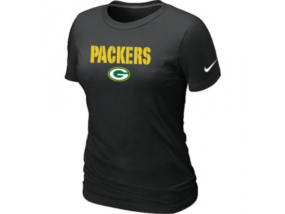 Women NEW Green Bay Packers Authentic Logo T-Shirt Black