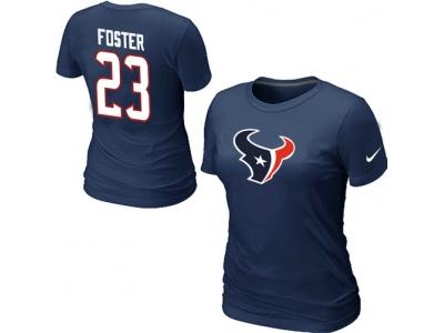 Women NEW Houston Texans #23 FOSTER Name & Number blue T-Shirt