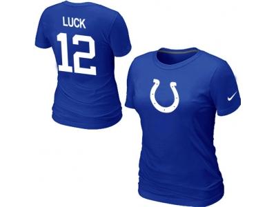 Women NEW Indianapolis Colts #12 LUCK Name & Number blueT-Shirt