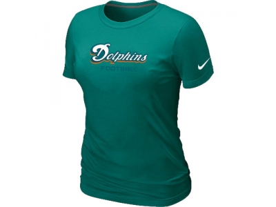 Women NEW Miami Dolphins Sideline Legend Authentic Font T-Shirt Green