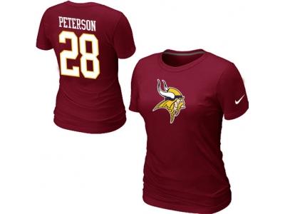 Women NEW Minnesota Vikings #28 Adrian Peterson Name & Number T-Shirt Red