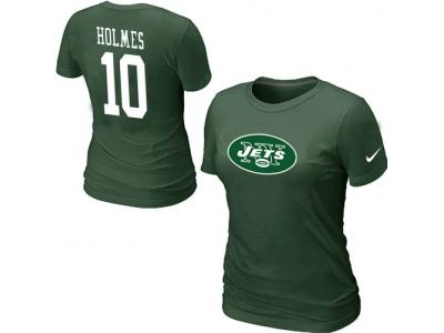 Women NEW New York Jets #10 Santonio Holmes Name & Number T-Shirt Green