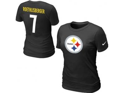 Women NEW Pittsburgh Steelers #7 Ben Roethlisberger Name & Number T-Shirt Black