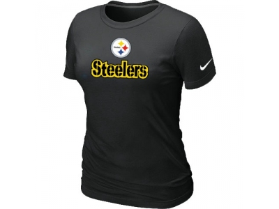 Women NEW Pittsburgh Steelers Authentic Logo T-Shirt Black