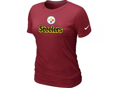 Women NEW Pittsburgh Steelers Authentic Logo T-Shirt Red