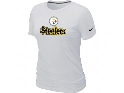 Women NEW Pittsburgh Steelers Authentic Logo T-Shirt White