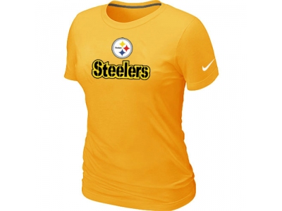 Women NEW Pittsburgh Steelers Authentic Logo T-Shirt Yellow