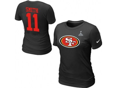 Women NEW San Francisco 49ers 11 SMITH Name & Number Super Bowl XLVII T-Shirt Black