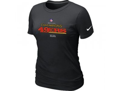 Women NEW San Francisco 49ers 2012 NFC Conference Champions Trophy Collection Long Black T-Shirt