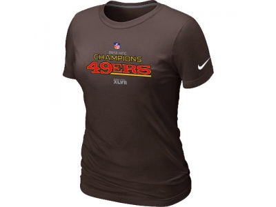 Women NEW San Francisco 49ers 2012 NFC Conference Champions Trophy Collection Long Brown T-Shirt