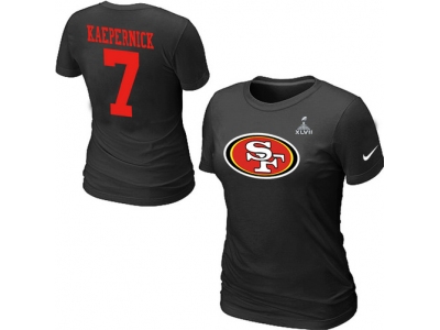 Women NEW San Francisco 49ers 7 Kaepernick Name & Number Super Bowl XLVII T-Shirt Black